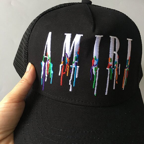 Amiri Embroidered Paint Drip AM Logo Trucker Snapback Cap main image 4